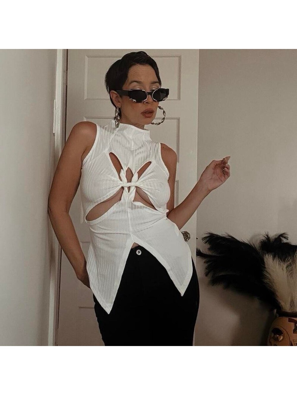 White Ribbed Top
